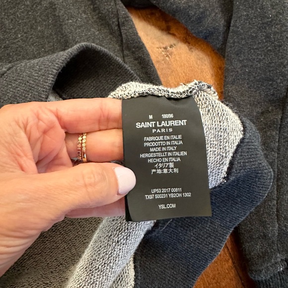 Saint Laurent YSL Lightning Bolt Graphic Sweatshirt Sz M fits like a Small - Picture 5 of 9